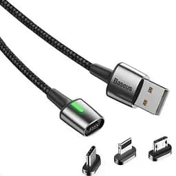 Кабель Baseus Zinc Kit Magnetic Cable USB to Type-C/Lightning/MicroUSB 2A 1m TZCAXC-A01 Black