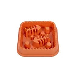 Миска для котів WahoPet для повільного годування, з рибками, помаранчева