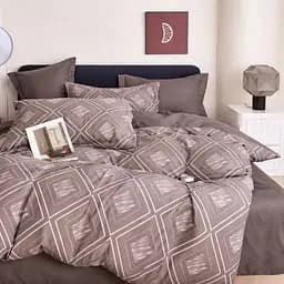 Комплект постельного белья с компаньоном Турция полуторное 100% котон Наволочки 70х70 см Діма полуторка Узор ромб