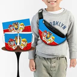 Набір: дитяча сумка-бананка+кружка Щенячий патруль 32х15см, бананка для хлопчика через плече на подарунок (01014)