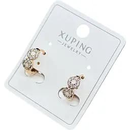 Сережки Xuping подвійні кола з дрібними кристалами гіпоалергенне медичне золото