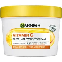 Зволожувальний крем Garnier Vitamin C Nutri-Glow для тьмяної сухої шкіри тіла, рук та ніг 380 мл