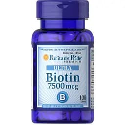 Біотин Puritan's Pride Biotin 7500 mcg Ultra, 100 таблеток