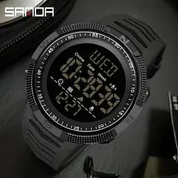 Водостійкий тактичний кварцовий годинник Sanda Spain black - мініатюра 5