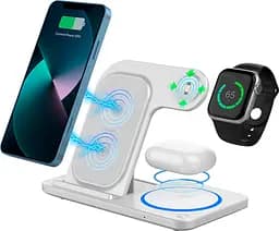 Бездротовий зарядний пристрій WiWU Wi-W020 Foldable Magnetic Station Wireless Charger 3in1 15W White (6976195093537) [99973] - мініатюра 4