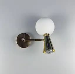 Золоте бра ABELINA на два джерела світла із білим плафоном Line F YG 8006-2W GD - мініатюра 2