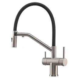 Змішувач для кухні на дві води з гнучким виливом Koer KI-72035-02 KR5815, Нержавіюча сталь