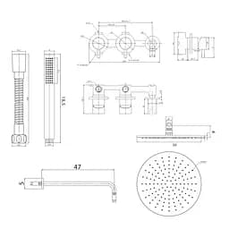 Душова система Kohlman Axel 30 graphite + BOX прихованого монтажу KPL-QW260AG30, Графит - мініатюра 5