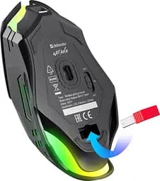 Комп'ютерна мишка Defender Katana GM-511 бездротова ігрова 6кн. 3200 dpi. 400 mAh чорна (52511) - мініатюра 4