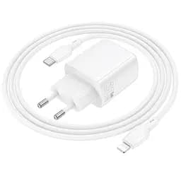 МЗП Borofone BN29 Fuente PD30W+QC3.0 (1USB-A/1C) + кабель Type-C to Lightning White - мініатюра 2