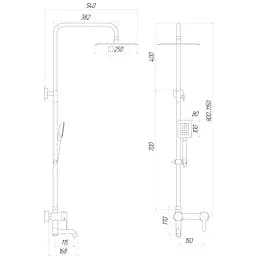 Душова система Globus Lux Alpen SBT1-SQ-02-304, Нержавіюча сталь - мініатюра 6