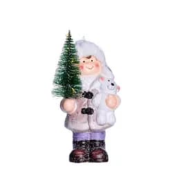 Новорічна фігурка з підсвіткою Дівчинка з ялинкою з фарфору 9×6×18 (см) новорічний декор Yiwu CR-5-4