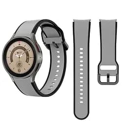 Ремінець для Samsung Galaxy Watch 4 Classic 42mm - сіро-чорний ширина кріплення 20мм силікон розмір L Watchbands Double Line (W12-3WB17999971) - мініатюра 5