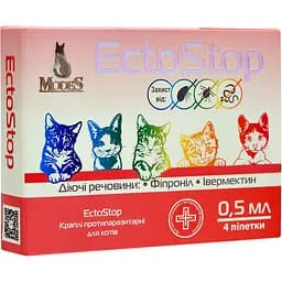 Протипаразитарні краплі Modes EctoStop для котів до 4 кг 0.5 мл