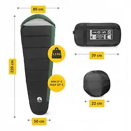 Спальний мішок (спальник) кокон Mountain Goat Pro+ MG0016 0 ...+10°C R Black/Olive (P-5905973400978) - мініатюра 9