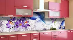 Кухонний фартух Абстрактний едельвейс ПВХ для декору 60х300 см Анотація Синій Happy Pocket Z184001 - мініатюра 3