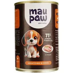 Набір вологого корму для дорослих собак MAU PAW шматочки в желе 2.905 кг (6 шт. + 1 шт. подарунок х 415 г) - мініатюра 2