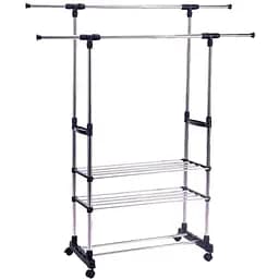 Вішалка для одягу Triple Stand Hanger подвійна телескопічна 3 полиці для взуття 160х80х38 см (Triple Stand Hanger_704)