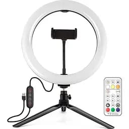 Кільцева USB LED лампа Puluz PKT3082B 10" + настільний штатив