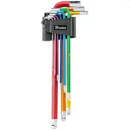 Набір шестигранних ключів Bradas з кульковим наконечником HX 1,5-10 мм 9 шт подовжені (DIY-HKB42-EL/B)