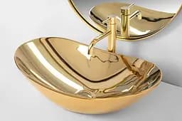 Умивальник Rea Royal gold накладний золотий REA-U4545, Золотий - мініатюра 4