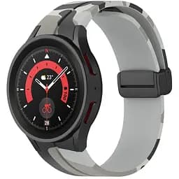 Браслет Cls-color для Samsung Galaxy Watch 4 - сіро-чорний ширина кріплення 20мм силікон Watchbands (W30-7WB21134651) - мініатюра 4