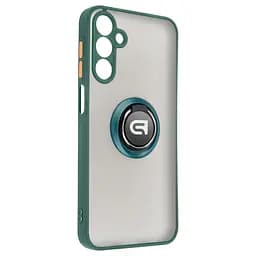 Чехол с кольцом-держателем для Samsung Galaxy M15 5G (M156), Frosted Matte Ring, зеленый, защитная панель с матовой задней стенкой, противоударный чехол с защитой всего корпуса, TPU + поликарбонат (PC), с защитой камеры, ArmorStandart (ARM76370)