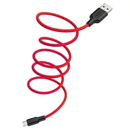Кабель силиконовый Hoco X21 Plus Micro-USB 1 метр гибкий красный 6931474711878