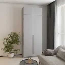 Шафа 2-дверна з антресоллю MebelStar Оскар ДСП BL-B, комплект полиць 100x52x260 см Сіра мишка (MBS-4846)