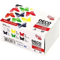 Набір акрилових фарб для декору глянцевий 6×20 мл Rosa TALENT