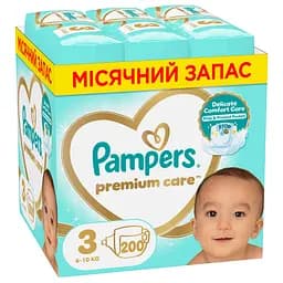Набір підгузків Pampers Premium Care 3 (6-10 кг) набір 200 шт.
