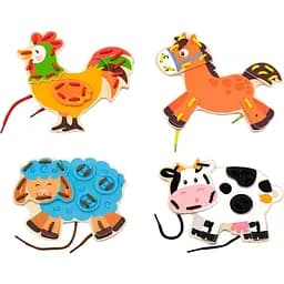 Деревянная шнуровка Viga Toys Фермерские животные (51325)