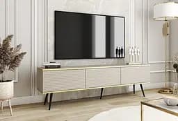 Тумба під телевізор Perfect Home Оро / Oro 3-дверна з чорними ніжками RTV175 MDF Бежевий (PFH-091348)