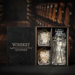 Подарунковий набір віскі Whiskey Stones №12 у дерев'яному пеналі - графин + склянки Bormioli Rocco Cassiopea - мініатюра 2