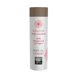 Съедобное масло для тела Shiatsu Клубника и Красный Перец, 75 мл