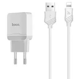 Блок живлення Адаптер мережевий Hoco Lightning cable C22A 1 USB-вихід набір білий