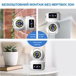 IP-камера поворотна з подвійним об'єктивом XON SmartCam Wi-Fi 1080P (UTWEW22VW 7393) Біла - мініатюра 2