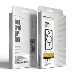 Чехол Apple iPhone 17, Unit MagSafe, черный, прозрачный, магсейф, ударопрочный, магнитный, панель-накладка с поддержкой MagSafe, с поддержкой беспроводной зарядки, TPU+PC, защита всего корпуса, ударопрочный, ArmorStandart (ARM86281) - мініатюра 6