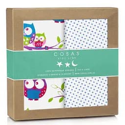 Пелюшки багаторазові Cosas дитячі B&D Owls 2 шт., 80х100 см, бірюзові