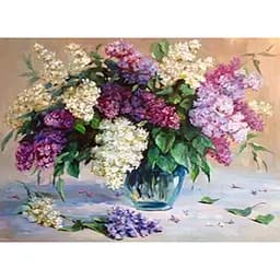 Алмазна мозаїка картини за номерами зі стразами на підрамнику "Бузок" 40*50 см (GL73876)