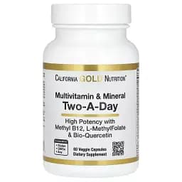 Мультивітаміни та мінерали California Gold Nutrition Multivitamin and Mineral Two-A-Day 60 вегетаріанських капсул