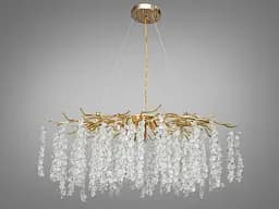 Алюмінієва кришталева люстра Гліцинія витягнутої форми, 10 ламп