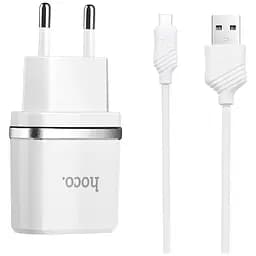 Сетевое зарядное устройство Hoco C11 + Cable USB-A to MicroUSB White [63486]