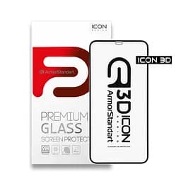 Захисне 3D скло для Apple iPhone 12 Pro Max, Icon 3D, загартоване, 9H, загартоване скло, повне проклеювання, протиударне, глянсове з олеофобним покриттям, на весь екран, сумісне з чохлами, проста установка, ArmorStandart (ARM57194)