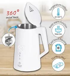 Електрочайник Adler AD 1345 white 1850-2200Вт 1.7л Strix встановлення температури - мініатюра 8
