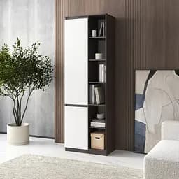 Шкаф для книг Vays пенал с полками R-27 Венге Темный-Белый фасад