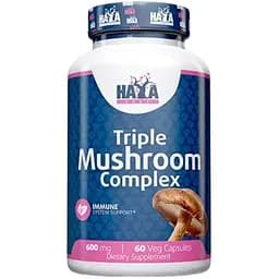 Натуральна добавка Haya Labs Triple Mushroom Complex, 60 вегакапсул