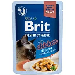 Влажный корм для стерилизованных кошек Brit Premium Delicate Fillets in Gravy Chicken for Sterilised филе в соусе курица 85 г