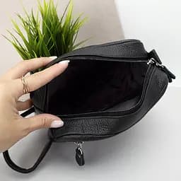 Косметичка чоловіча шкіряна HandyCover HC0029 чорна з ручкою - мініатюра 4