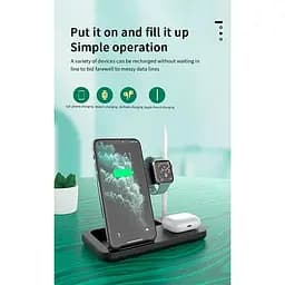Зарядка Qi 4in1 Wireless Charger JYD-WC132 5-15W Watch/AirPods/Pencil/Phone чорна - мініатюра 2